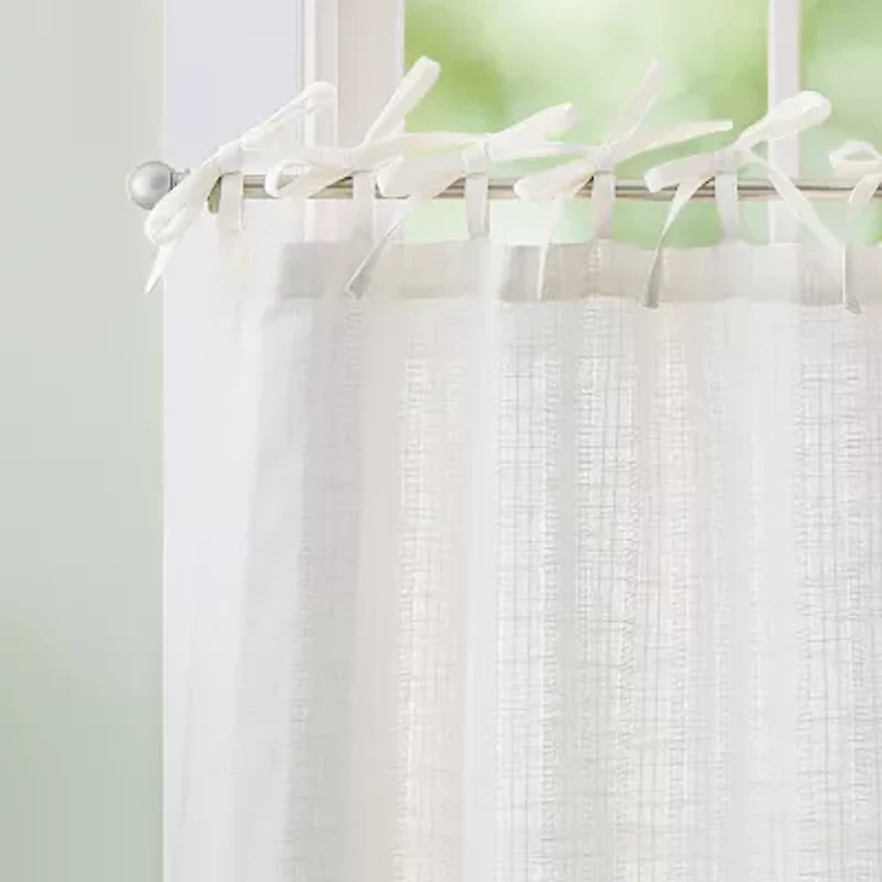CURTIANWORKS Tie Tab Woven Stripe 2-pc. Rod Pocket Window Tier