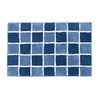 Home Expressions Blue Grid Bath Rug