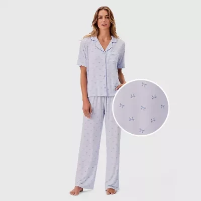 Martha Stewart Womens Short Sleeve 2-pc. Pajama Set