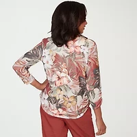 Alfred Dunner Spice Market Womens Crew Neck 3/4 Sleeve T-Shirt