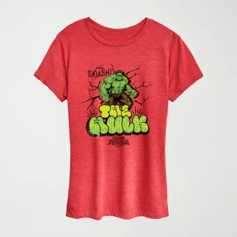Brand New Day The Hulk Womens Crew Neck Short Sleeve Regular Fit Spiderman Graphic T-Shirt