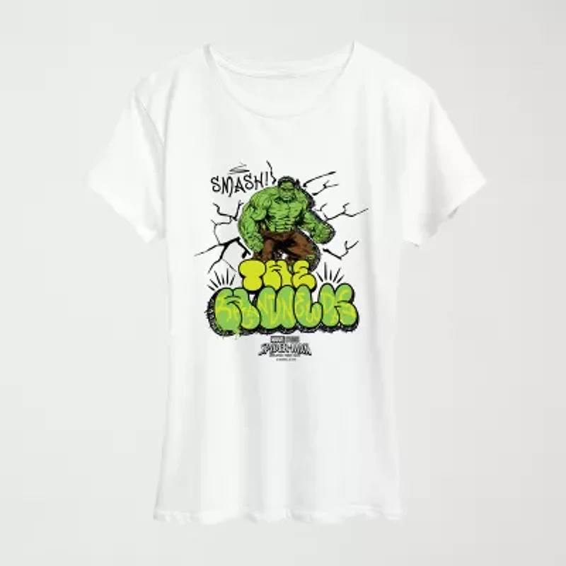Brand New Day The Hulk Womens Crew Neck Short Sleeve Regular Fit Spiderman Graphic T-Shirt