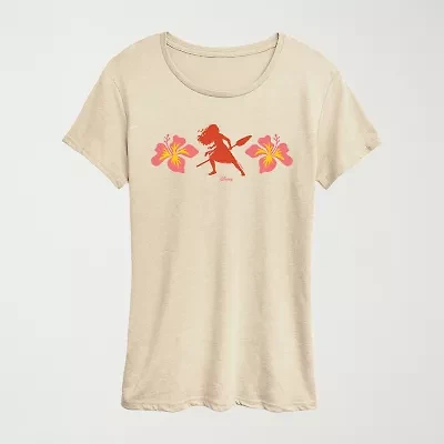 Montanui Floral Womens Crew Neck Short Sleeve Regular Fit Moana Graphic T-Shirt