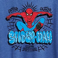 Brand New Day Peter Parker Womens Crew Neck Short Sleeve Regular Fit Spiderman Graphic T-Shirt