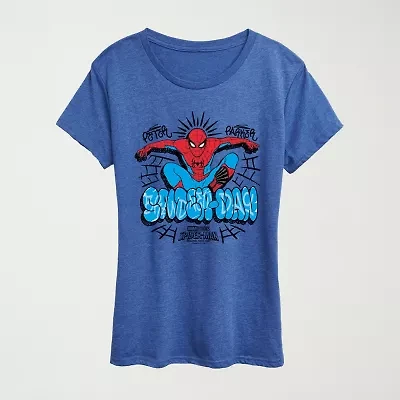 Brand New Day Peter Parker Womens Crew Neck Short Sleeve Regular Fit Spiderman Graphic T-Shirt