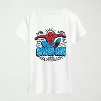Brand New Day Peter Parker Womens Crew Neck Short Sleeve Regular Fit Spiderman Graphic T-Shirt
