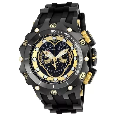 Invicta® Venom Mens Black Dial Gold-Tone Stainless Steel Bracelet Strap Watch 20430
