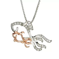 Fish Womens 1/10 CT. T.W. Natural White Diamond 10K Gold Sterling Silver 18 Inch Pendant Necklace