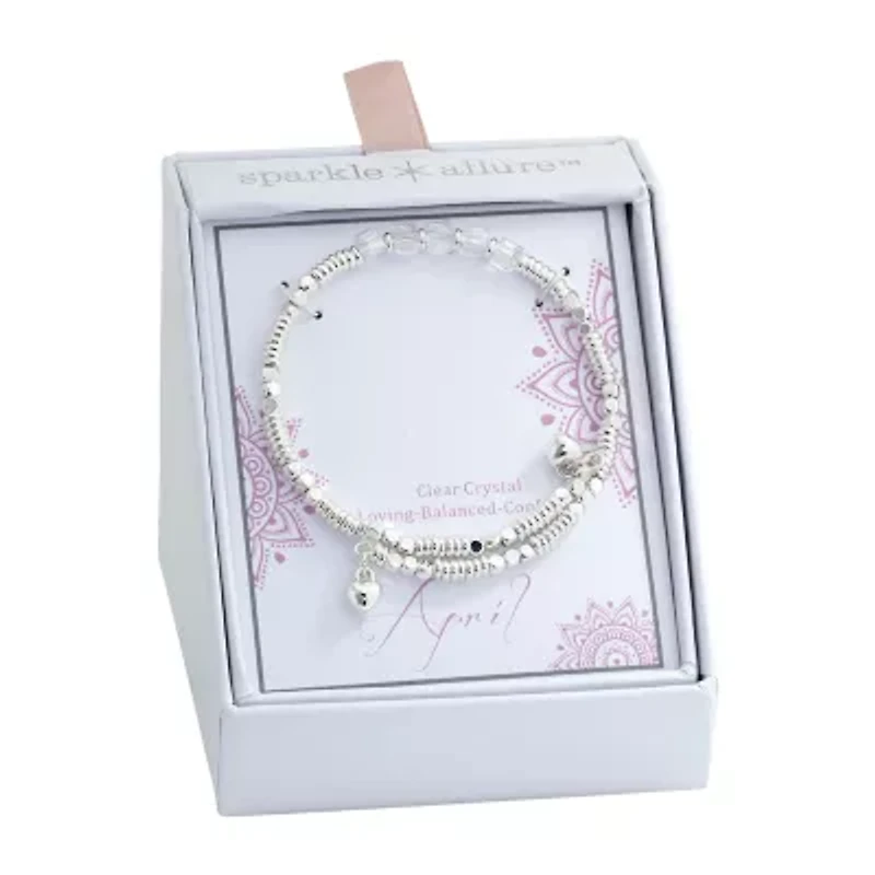 Sparkle Allure Birthstone Womens Red Crystal Pure Silver Over Brass Wrap Bracelet