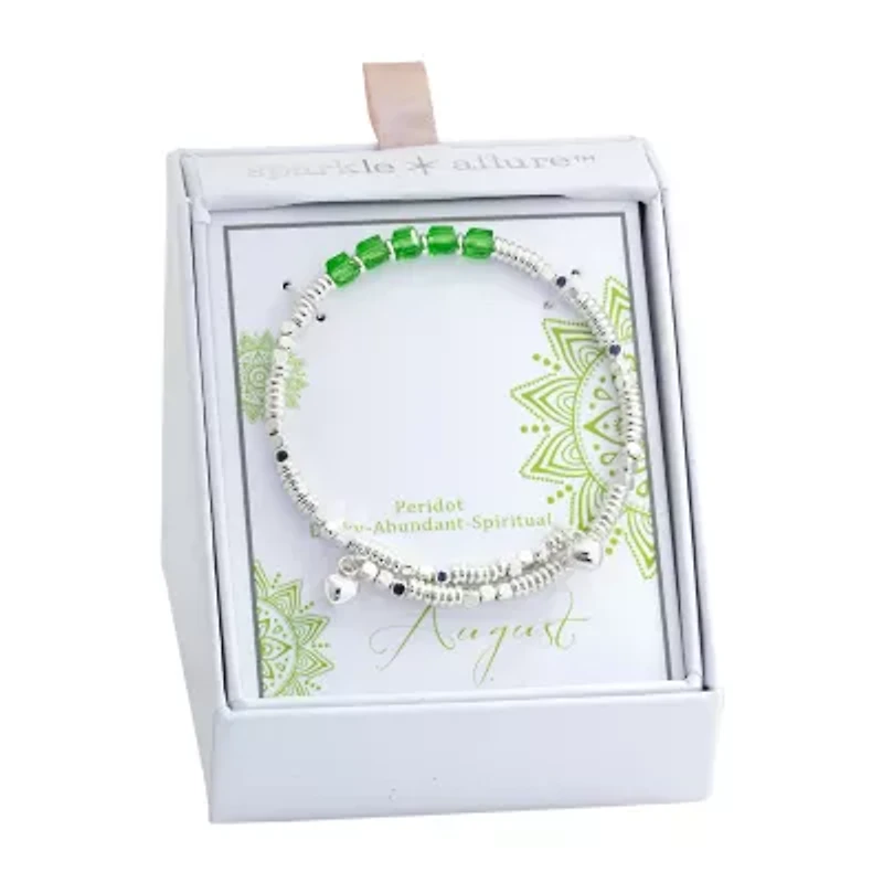 Sparkle Allure Birthstone Womens Red Crystal Beaded Bracelet