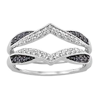 Midnight Black Womens 1/3 CT. T.W. Natural Diamond 14K White Gold Ring Guard