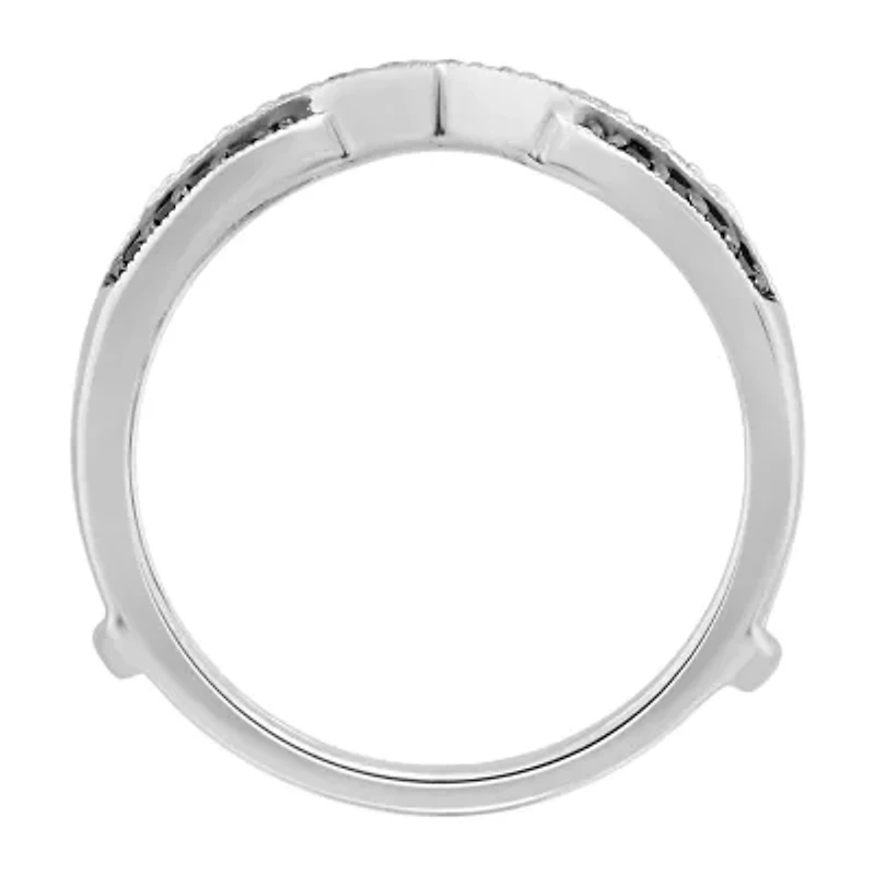 Midnight Black Womens 1/3 CT. T.W. Natural Diamond 14K White Gold Ring Guard