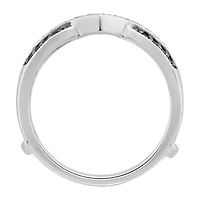 Midnight Black Womens 1/3 CT. T.W. Natural Diamond 14K White Gold Ring Guard