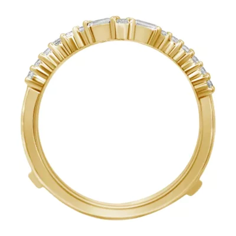 Womens 3/8 CT. T.W. Natural White Diamond 14K Gold Wedding Ring Guard