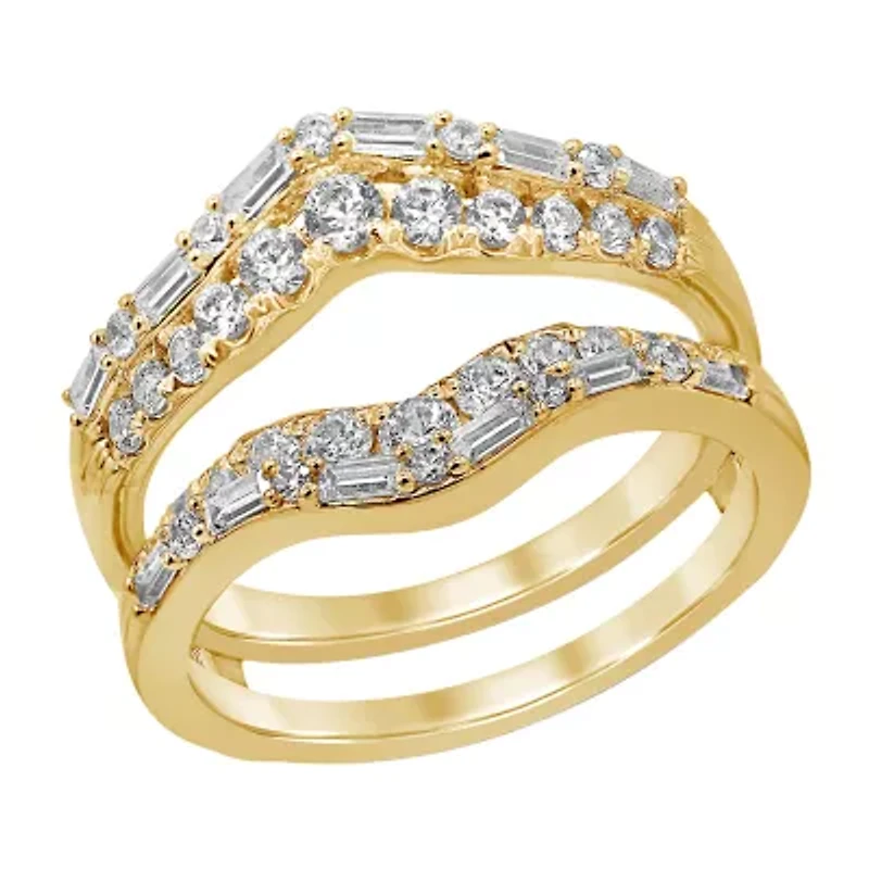 Womens 1 CT. T.W. Natural White Diamond 14K Gold Wedding Ring Guard