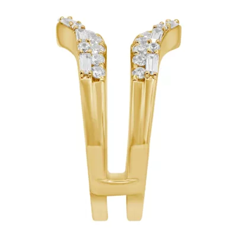 Womens 1 CT. T.W. Natural White Diamond 14K Gold Wedding Ring Guard