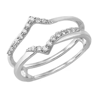 Womens 1/5 CT. Natural White Diamond 14K Gold Wedding Ring Guard