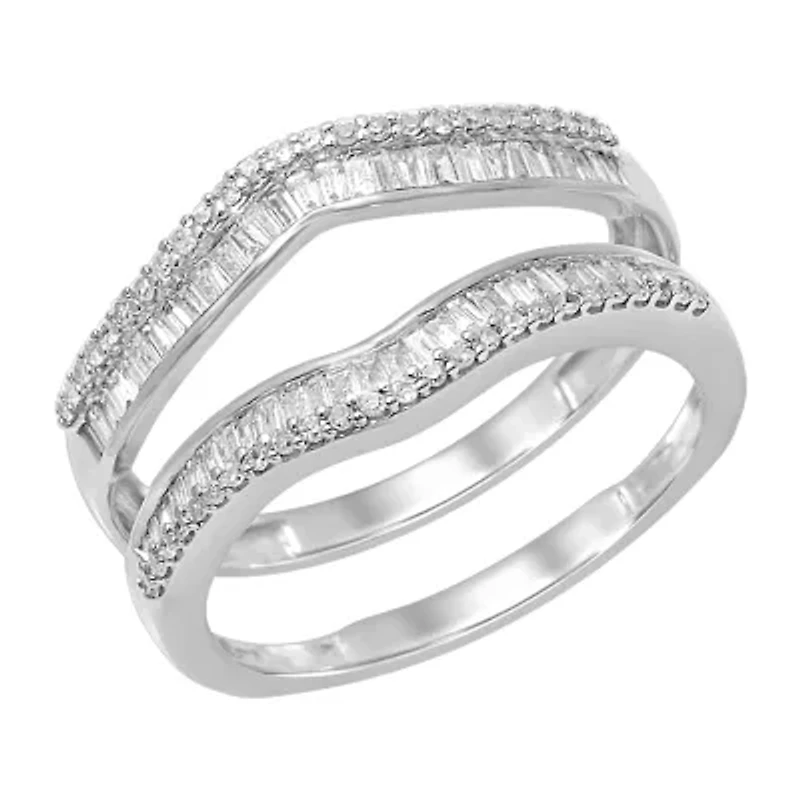 Womens 1/2 CT. T.W. Natural White Diamond 14K Gold Wedding Ring Guard