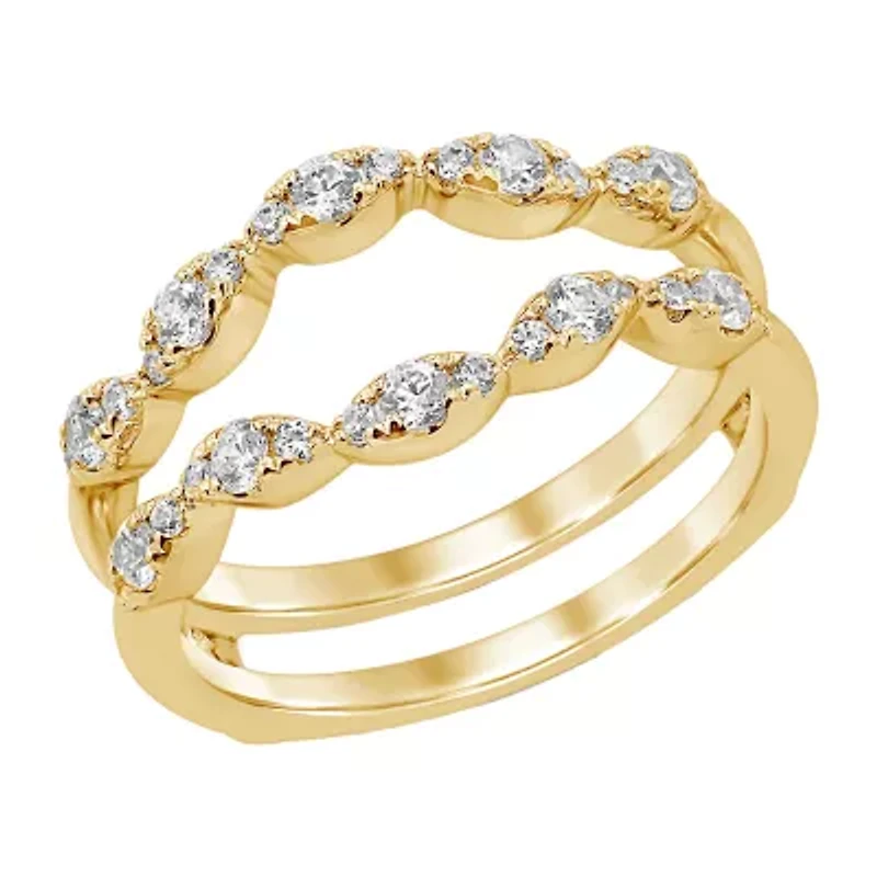 Womens 1/2 CT. T.W. Natural White Diamond 14K Gold Ring Guard