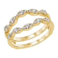 Womens 1/2 CT. T.W. Natural White Diamond 14K Gold Ring Guard