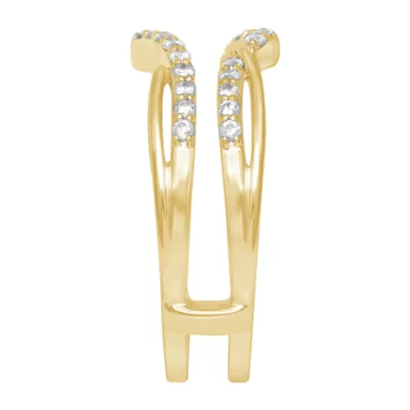 Womens 1/4 CT. T.W. Natural White Diamond 14K Gold Wedding Ring Guard