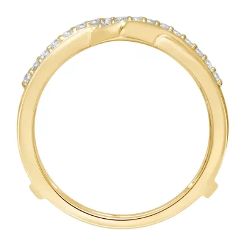 Womens 1/4 CT. T.W. Natural White Diamond 14K Gold Wedding Ring Guard