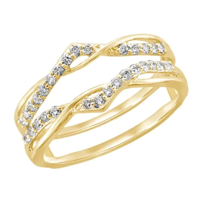 Womens 1/4 CT. T.W. Natural White Diamond 14K Gold Wedding Ring Guard