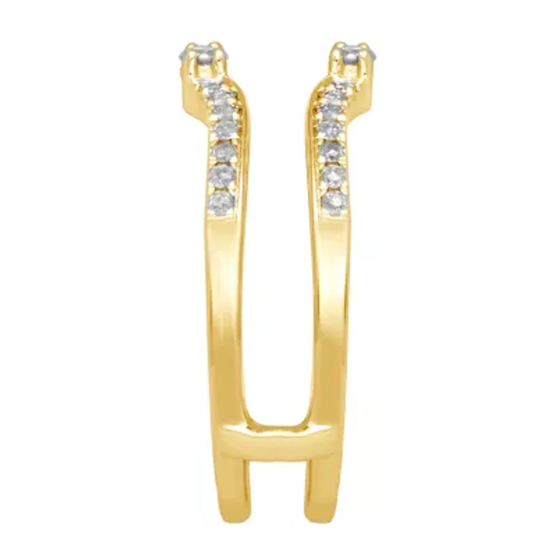 Womens 1/3 CT. T.W. Natural White Diamond 14K Gold Side Stone Ring Guard