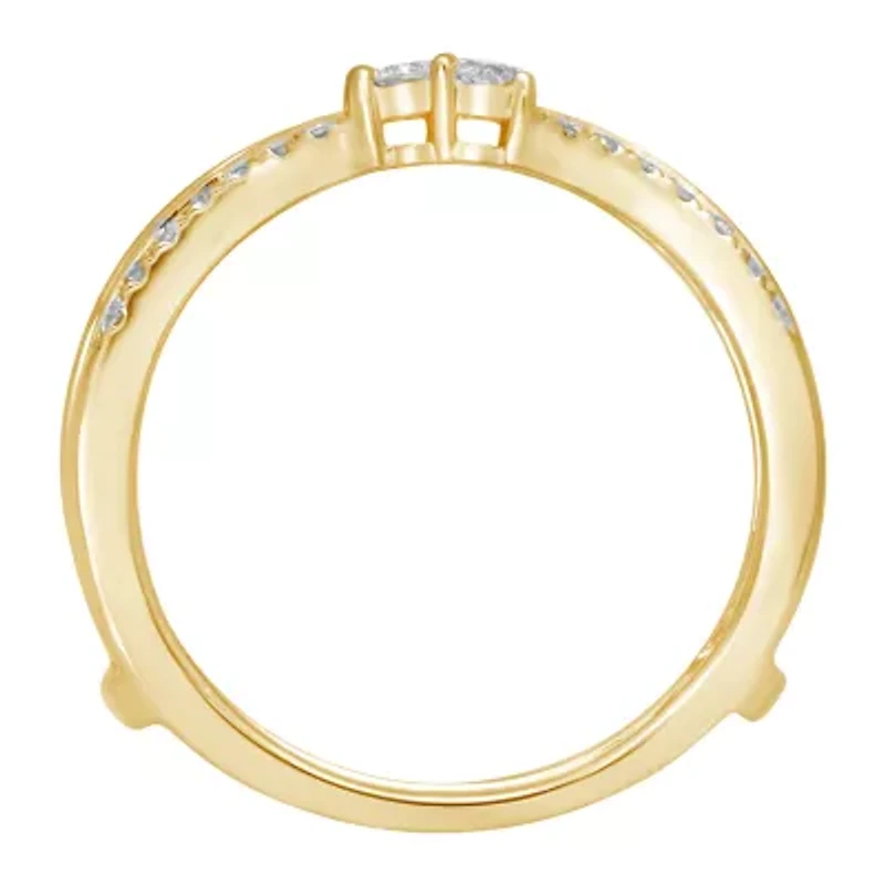 Womens 1/3 CT. T.W. Natural White Diamond 14K Gold Side Stone Ring Guard