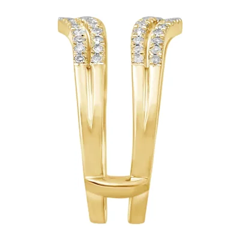 Womens 1/ CT. T.W. Natural White Diamond 14K Gold Wedding Ring Guard