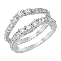 Womens 3/4 CT. T.W. Natural White Diamond 14K Gold Ring Guard