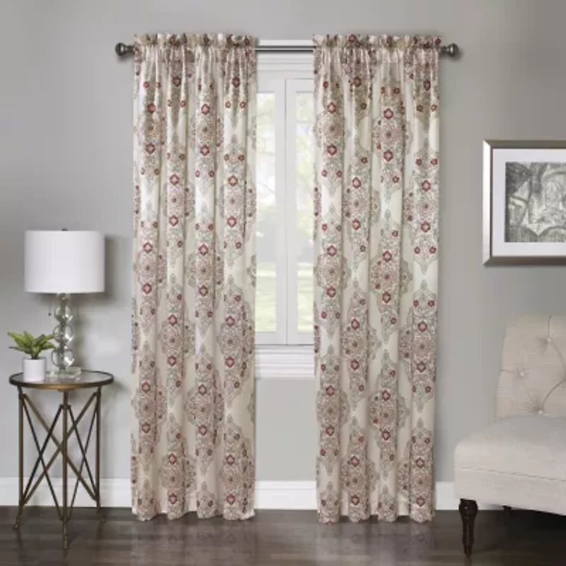 Regal Home Regency Medallion Rod Pocket Light-Filtering Single Curtain Panel