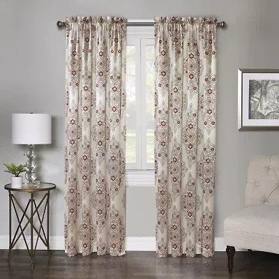 Regal Home Regency Medallion Rod Pocket Light-Filtering Single Curtain Panel