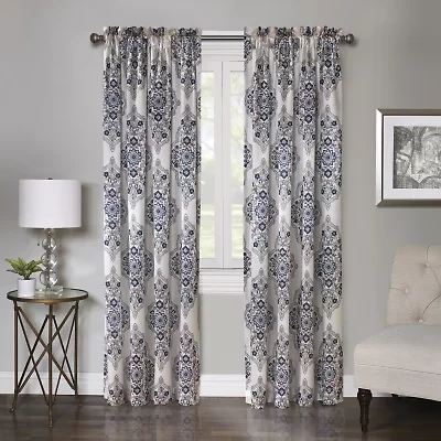 Regal Home Regency Medallion Rod Pocket Light-Filtering Single Curtain Panel