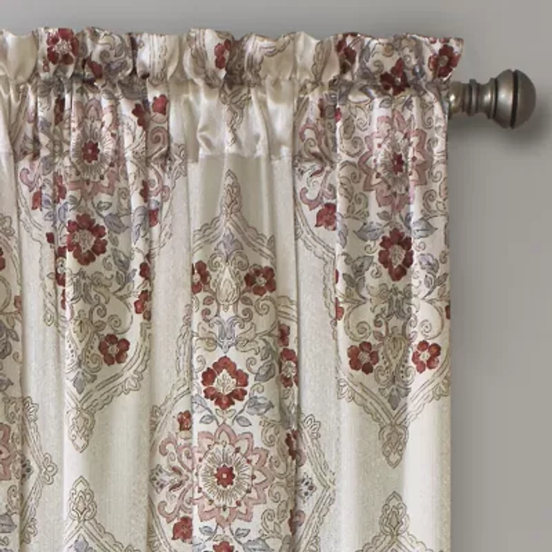 Regal Home Regency Medallion Rod Pocket Light-Filtering Single Curtain Panel