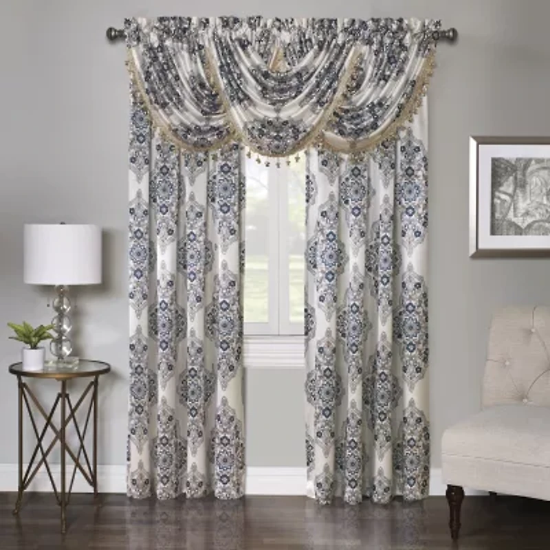 Regal Home Regency Medallion Rod Pocket Waterfall Valance