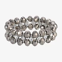 1928 Silver-Tone Womens Crystal Stretch Bracelet