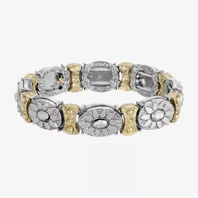 1928 Two-Tone Womens Flower Stretch Bracelet
