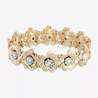1928 Two-Tone Womens Abalone Flower Stretch Bracelet