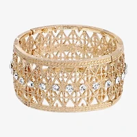 1928 Gold-Tone Womens Crystal Stretch Bracelet
