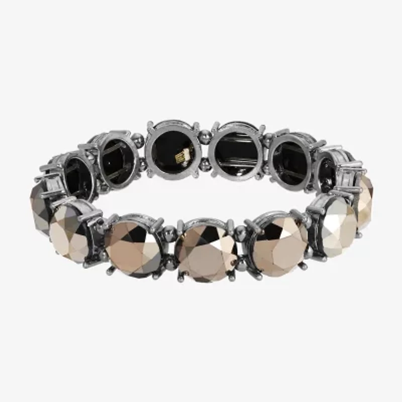1928 Silver-Tone Womens Gray Stretch Bracelet