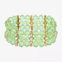 1928 Gold-Tone Womens Crystal Stretch Bracelet