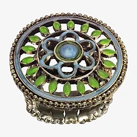 1928 Gold-Tone Womens Green Stretch Ring