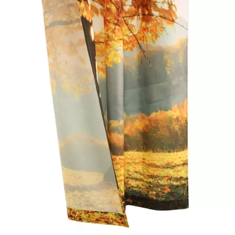 Scenic Fall Tree Rod Pocket Light-Filtering Set of 2 Curtain Panel