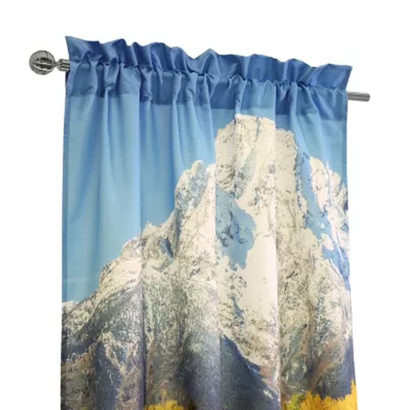 Scenic Mountains Rod Pocket Light-Filtering Set of 2 Curtain Panel