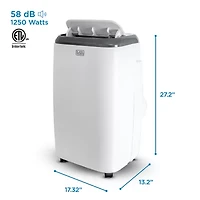 Black+Decker 10,000 BTU SACC/CEC (14,000 BTU ASHRAE) Portable Air Conditioner With Heat and Remote Control