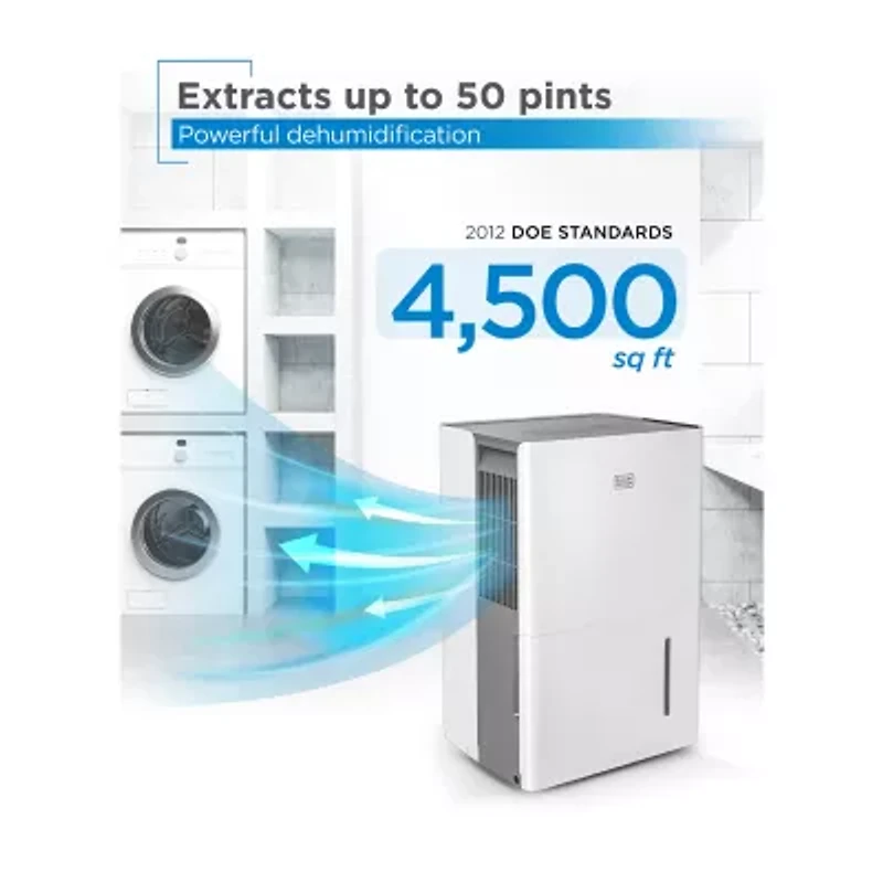 Black+Decker 4500 Sq. Ft. Dehumidifier For Large Spaces/Basements Energy Star Certified BD50MWSA