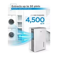 Black+Decker 4500 Sq. Ft. Dehumidifier For Large Spaces/Basements Energy Star Certified BD50MWSA