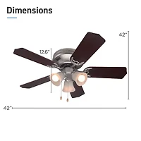 Commercial Cool 42” Contemporary Ceiling Fan With Lights Cools Up To 175Sq Ft With Dual Chain/Reversible Blades