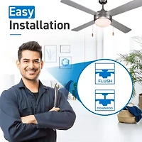 Commercial Cool 52” Modern Ceiling Fan With Lights Cools Up To 350 Sq Ft Featuring 3 Air Flow Speeds With Dual Chain